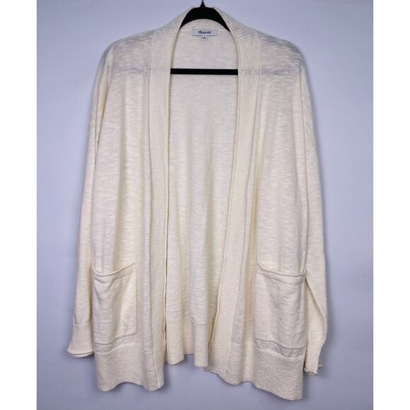 Madewell Sweaters - Madewell Ivory Open Front Long Knit Cardigan with Pockets Size M
